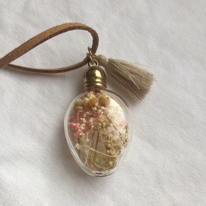 Boho flower + leather necklace